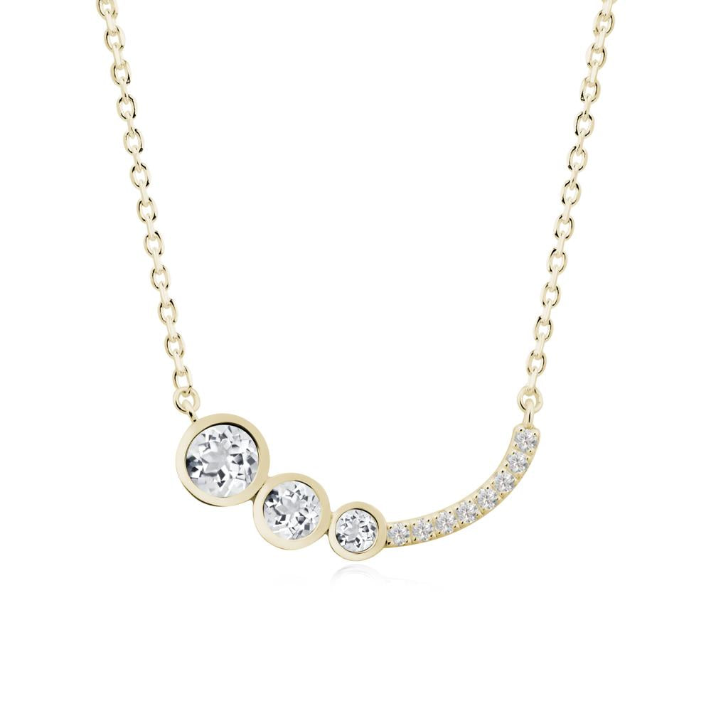 Round Three Stone White Topaz Pendant Necklace - LUO Jewelry #metal_14k yellow gold