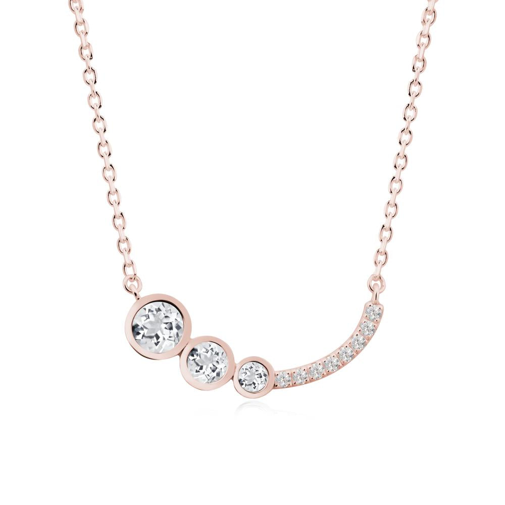 Round Three Stone White Topaz Pendant Necklace - LUO Jewelry #metal_18k rose gold