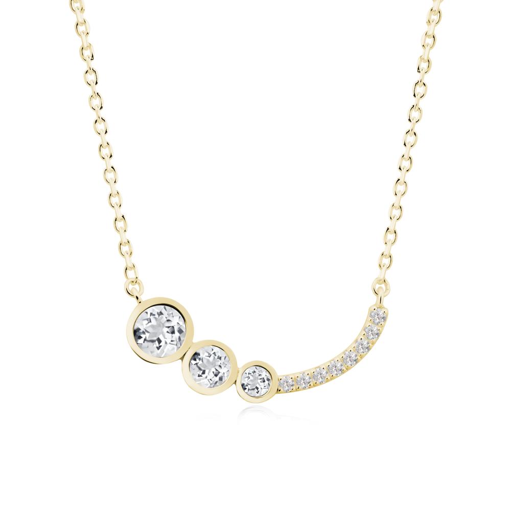 Round Three Stone White Topaz Pendant Necklace - LUO Jewelry #metal_18k yellow gold