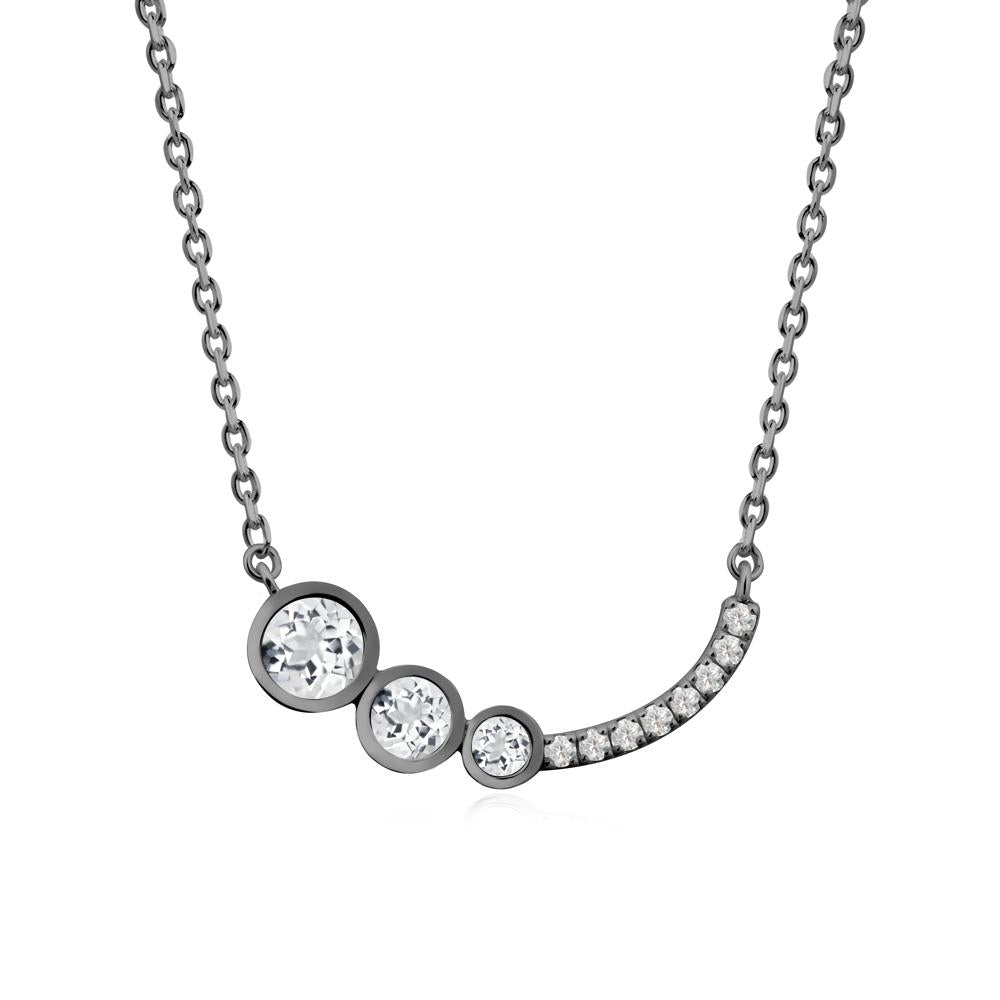Round Three Stone White Topaz Pendant Necklace - LUO Jewelry #metal_black finish sterling silver