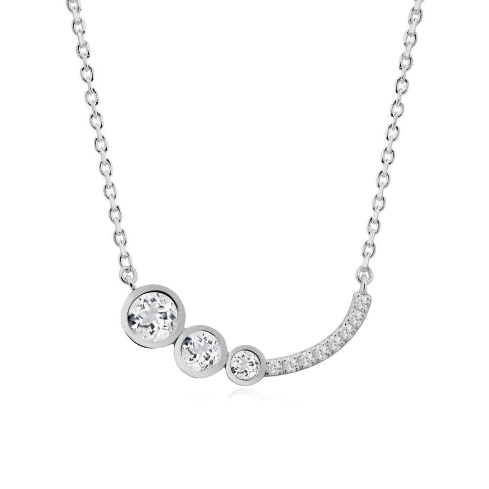 Round Three Stone White Topaz Pendant Necklace - LUO Jewelry #metal_platinum
