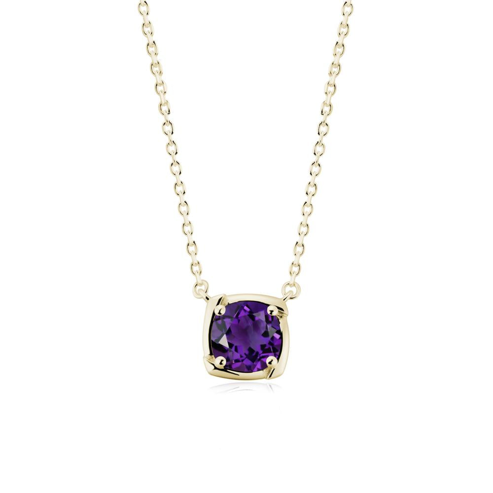 Square-Frame Round Amethyst Necklace - LUO Jewelry #metal_14k yellow gold