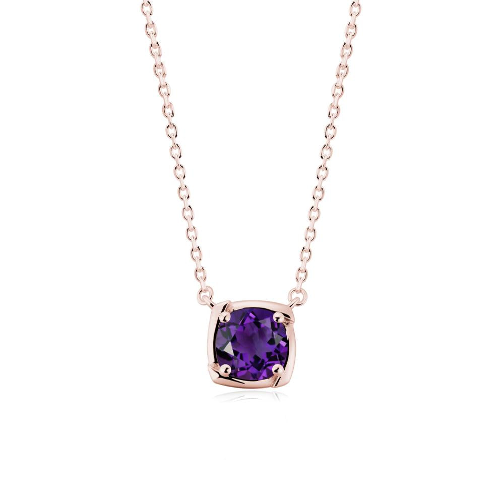 Square-Frame Round Amethyst Necklace - LUO Jewelry #metal_18k rose gold