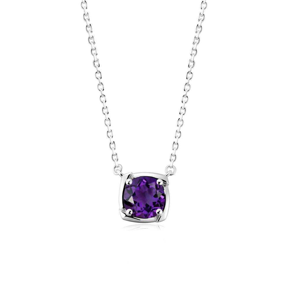 Square-Frame Round Amethyst Necklace - LUO Jewelry #metal_sterling silver