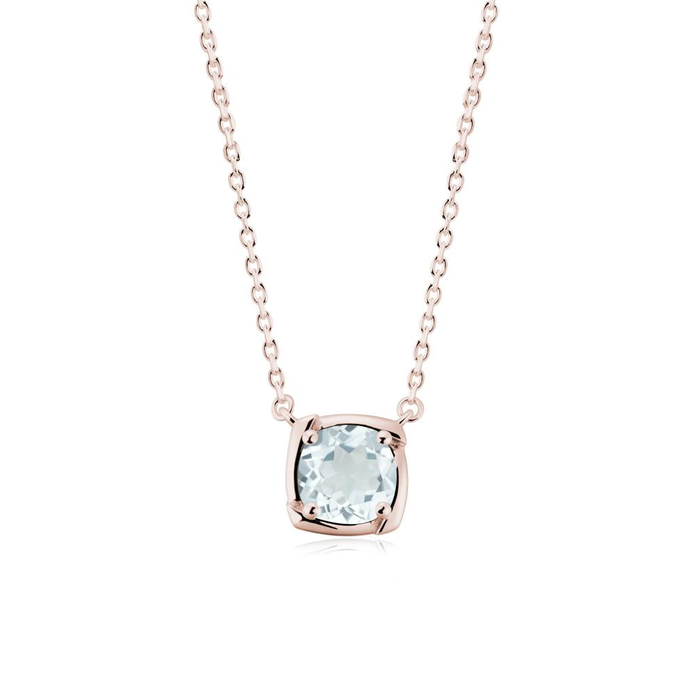 Unique Aquamarine Solitaire Pendant Necklace - LUO Jewelry #metal_14k rose gold