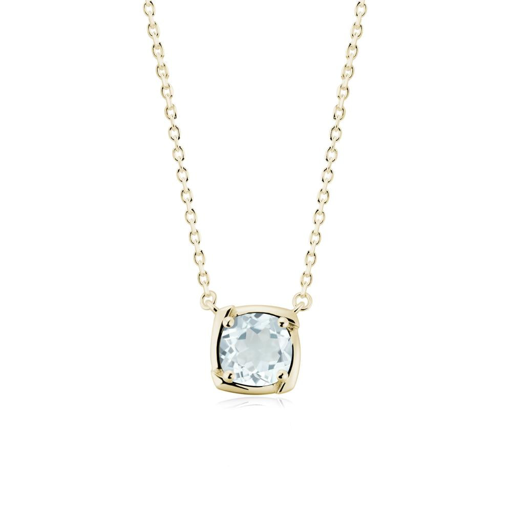 Unique Aquamarine Solitaire Pendant Necklace - LUO Jewelry #metal_14k yellow gold