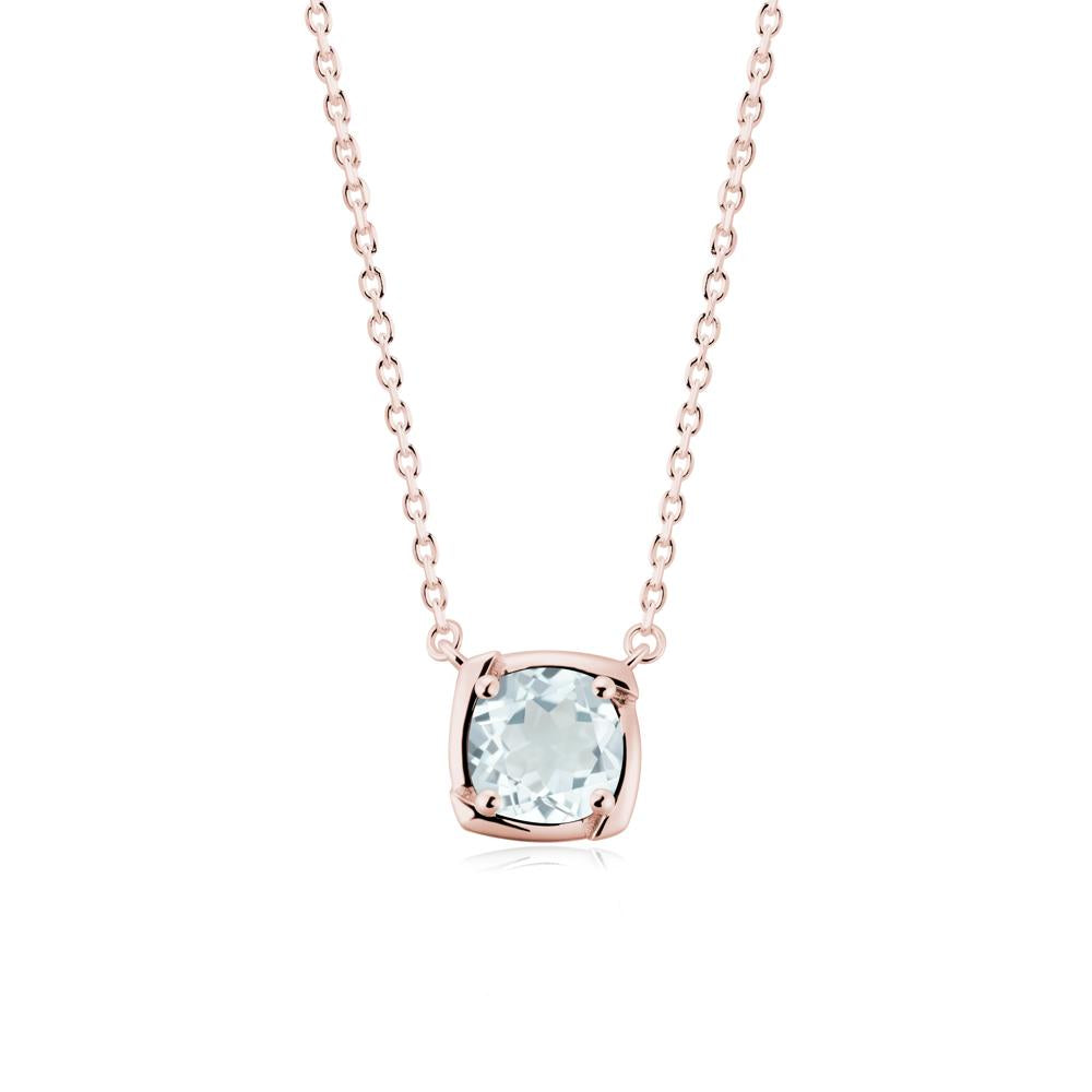 Unique Aquamarine Solitaire Pendant Necklace - LUO Jewelry #metal_18k rose gold