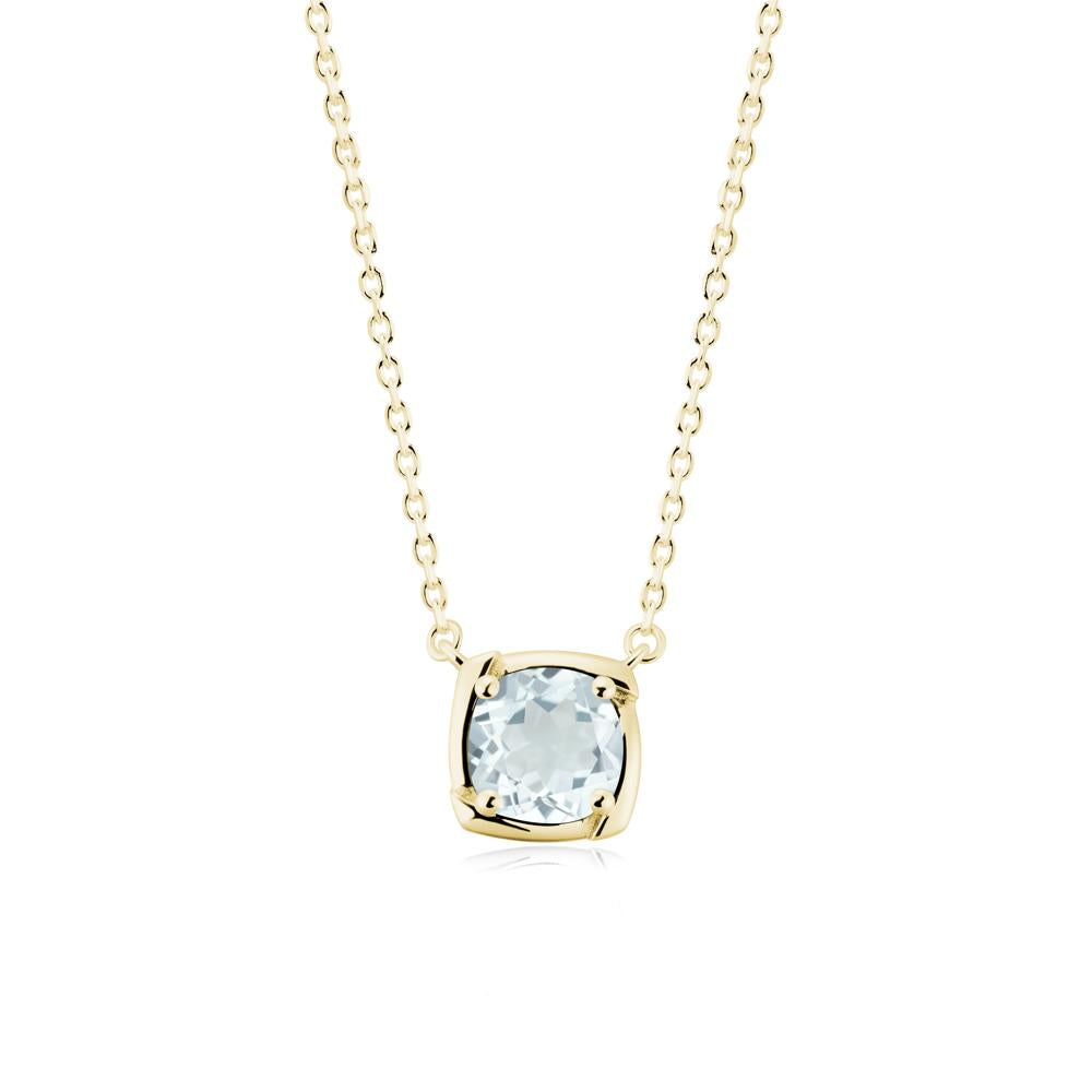 Unique Aquamarine Solitaire Pendant Necklace - LUO Jewelry #metal_18k yellow gold