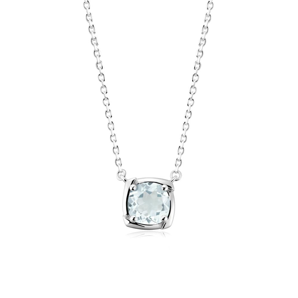 Unique Aquamarine Solitaire Pendant Necklace - LUO Jewelry #metal_sterling silver