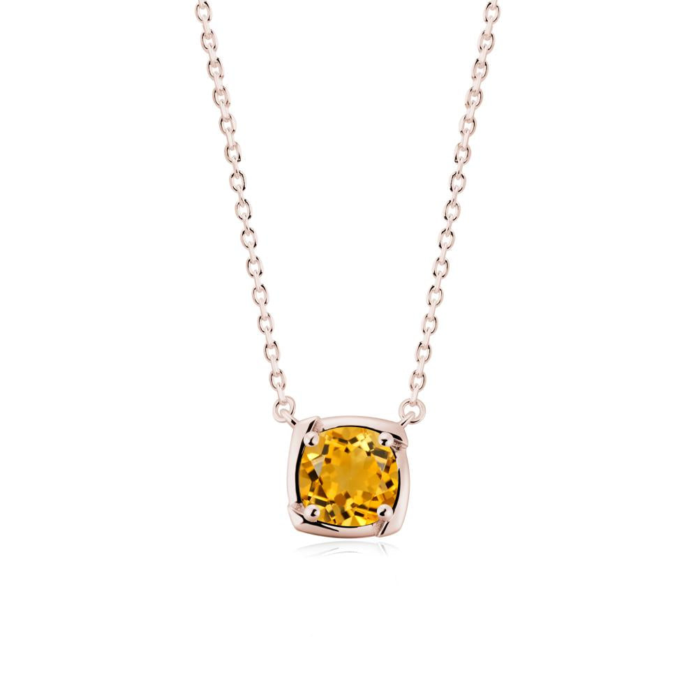 Unique Citrine Solitaire Pendant Necklace - LUO Jewelry #metal_14k rose gold