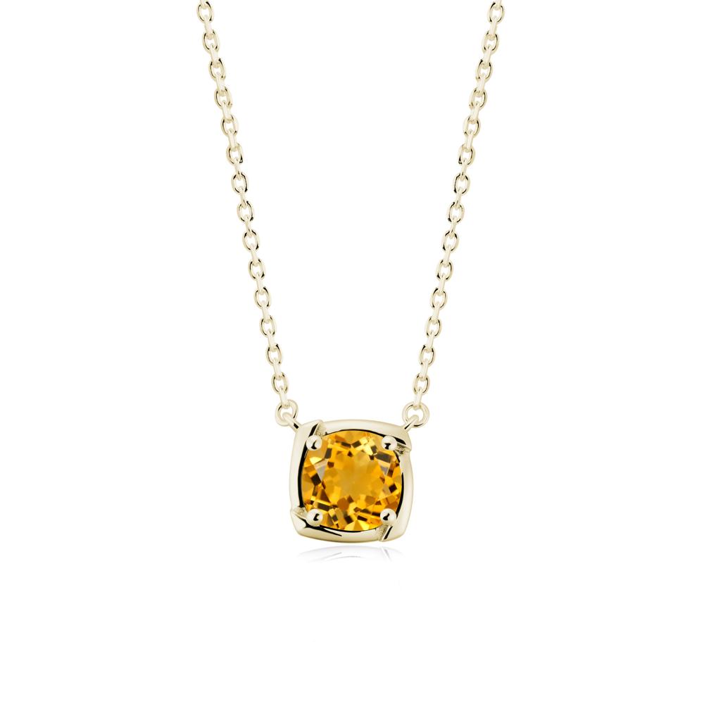Unique Citrine Solitaire Pendant Necklace - LUO Jewelry #metal_14k yellow gold