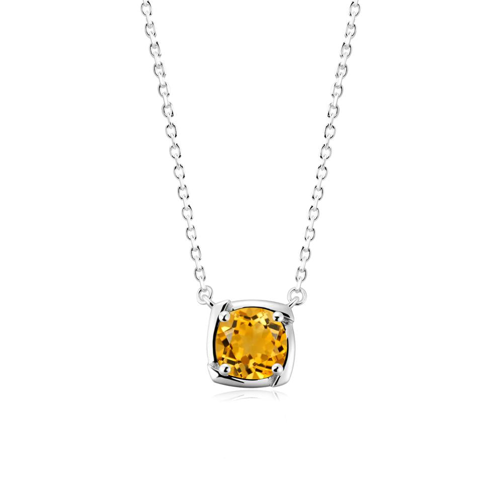 Unique Citrine Solitaire Pendant Necklace - LUO Jewelry #metal_18k white gold