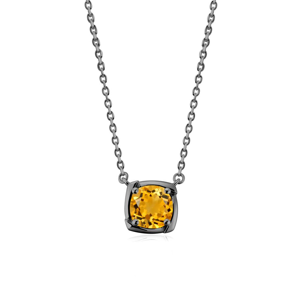 Unique Citrine Solitaire Pendant Necklace - LUO Jewelry #metal_black finish sterling silver