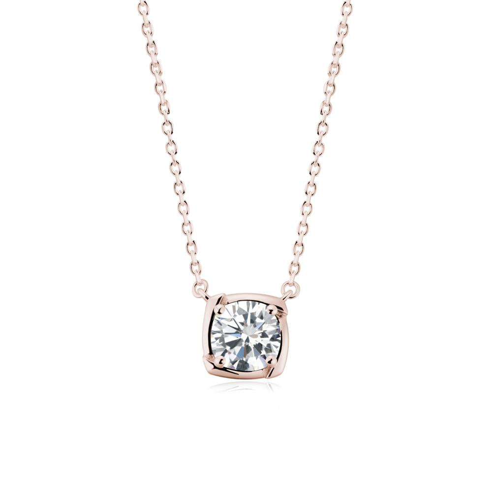 Square-Frame Round Cubic Zirconia Necklace - LUO Jewelry #metal_14k rose gold