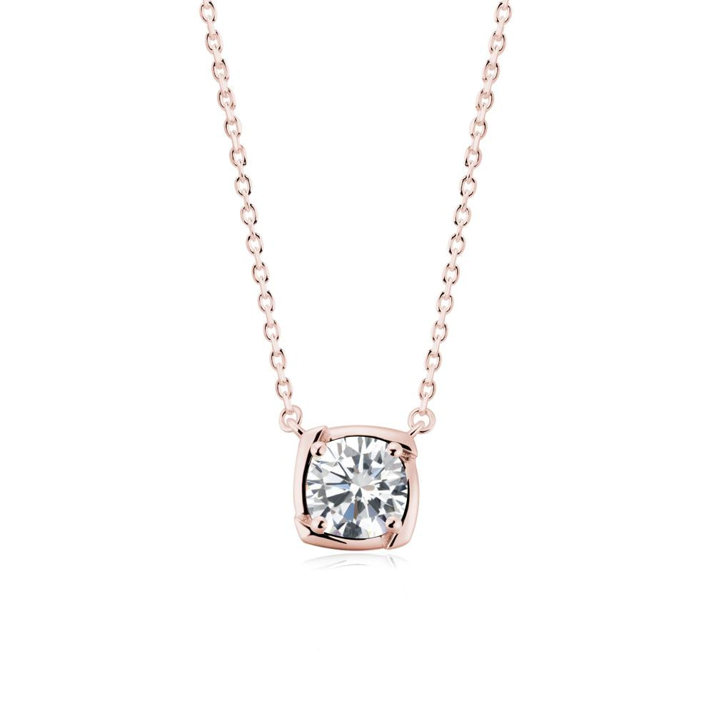 Square-Frame Round Cubic Zirconia Necklace - LUO Jewelry #metal_18k rose gold