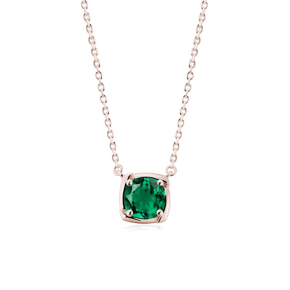 Unique Emerald Solitaire Pendant Necklace - LUO Jewelry #metal_14k rose gold