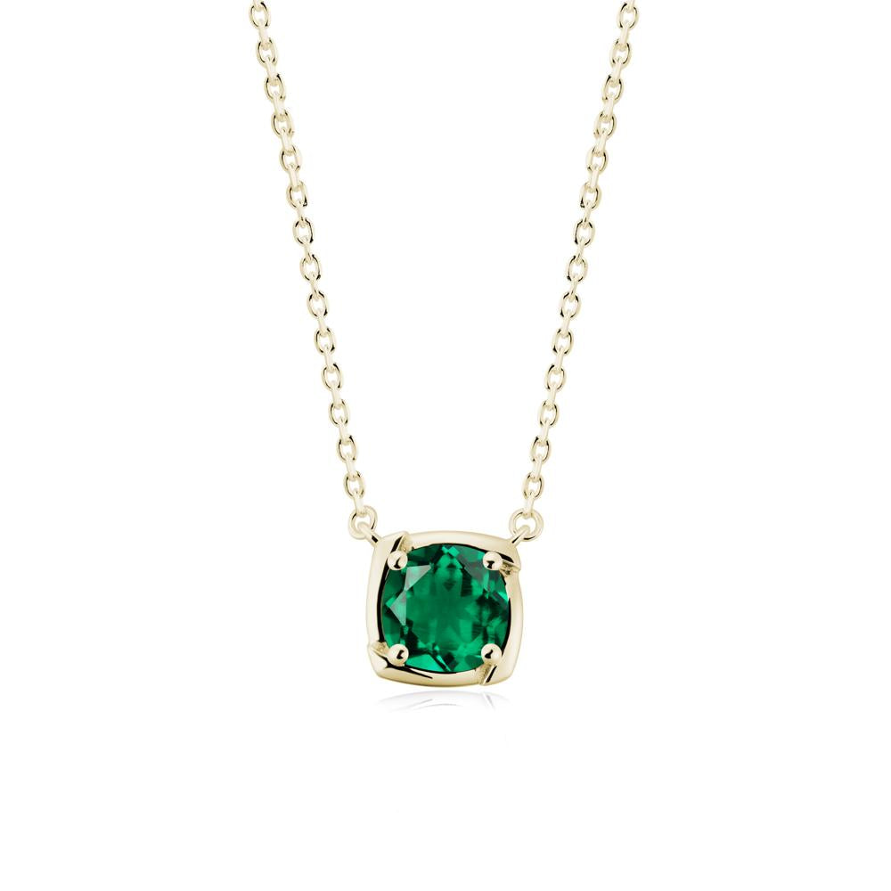 Unique Emerald Solitaire Pendant Necklace - LUO Jewelry #metal_14k yellow gold