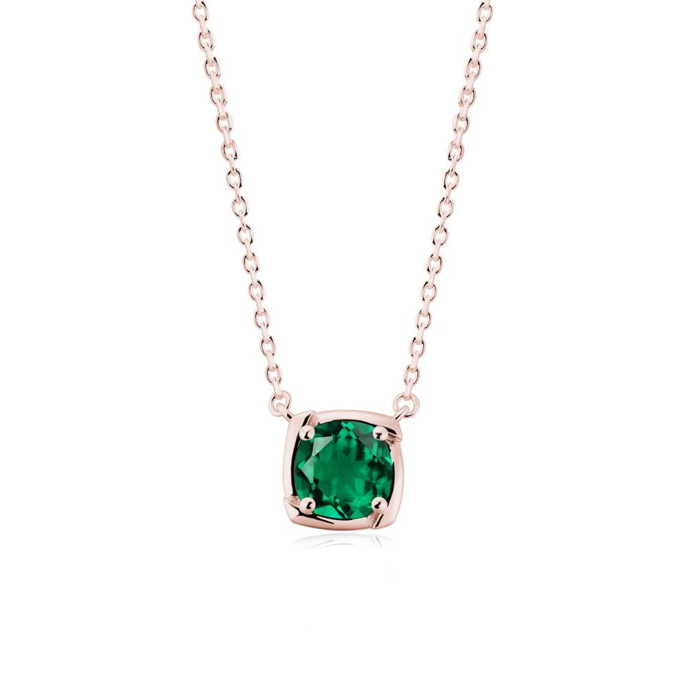 Unique Emerald Solitaire Pendant Necklace - LUO Jewelry #metal_18k rose gold