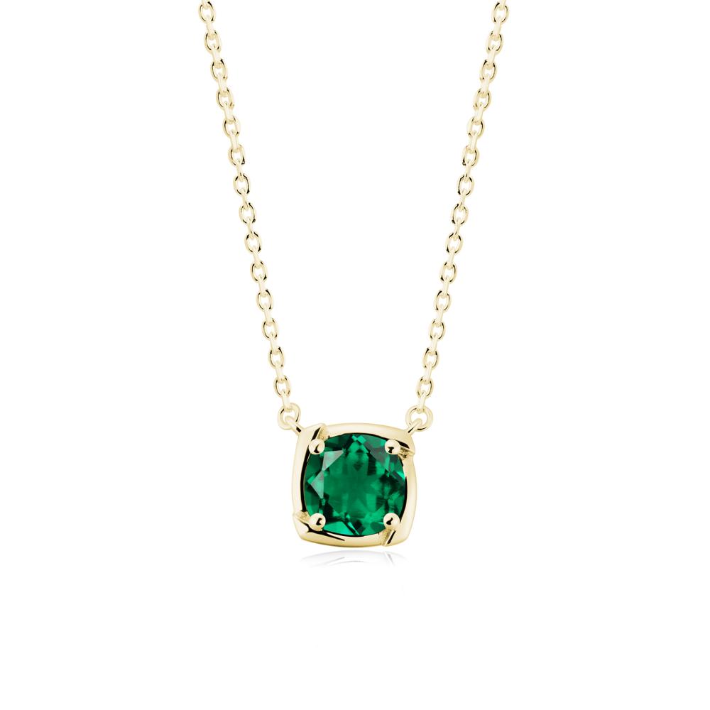 Unique Emerald Solitaire Pendant Necklace - LUO Jewelry #metal_18k yellow gold