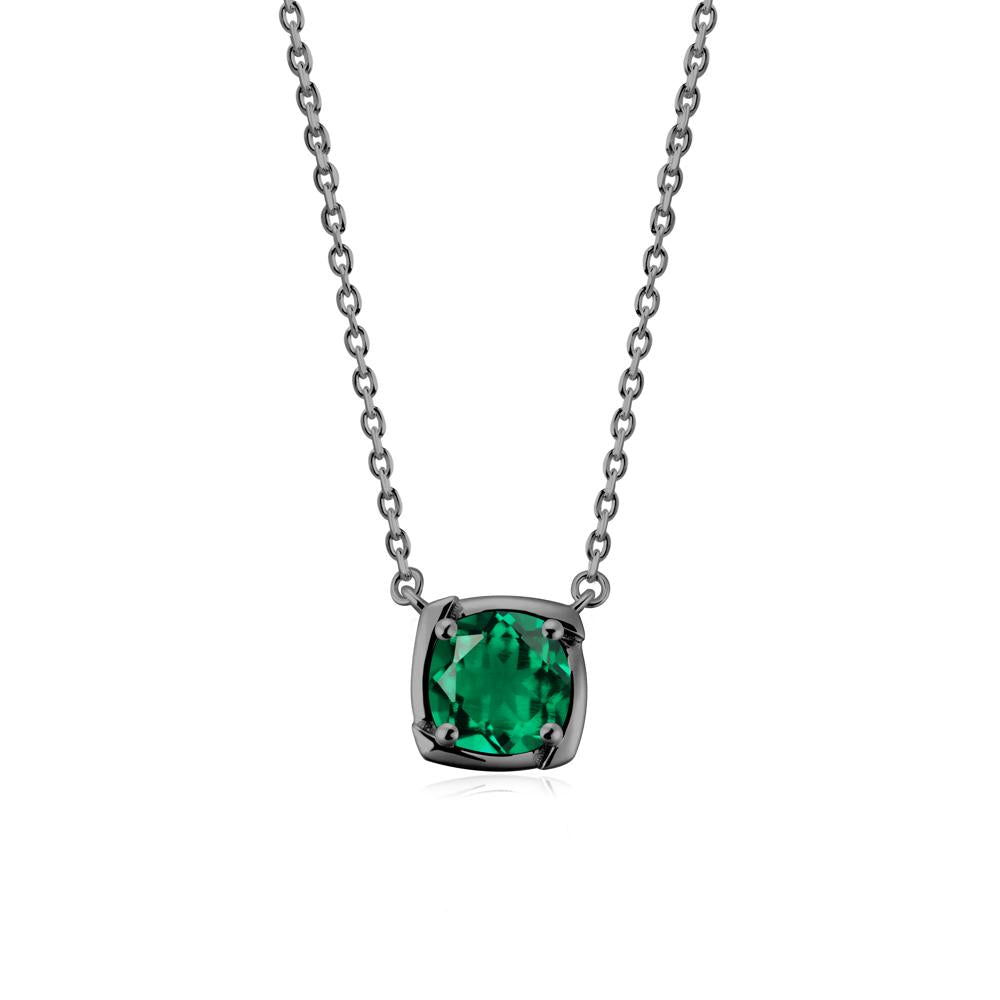 Unique Emerald Solitaire Pendant Necklace - LUO Jewelry #metal_black finish sterling silver