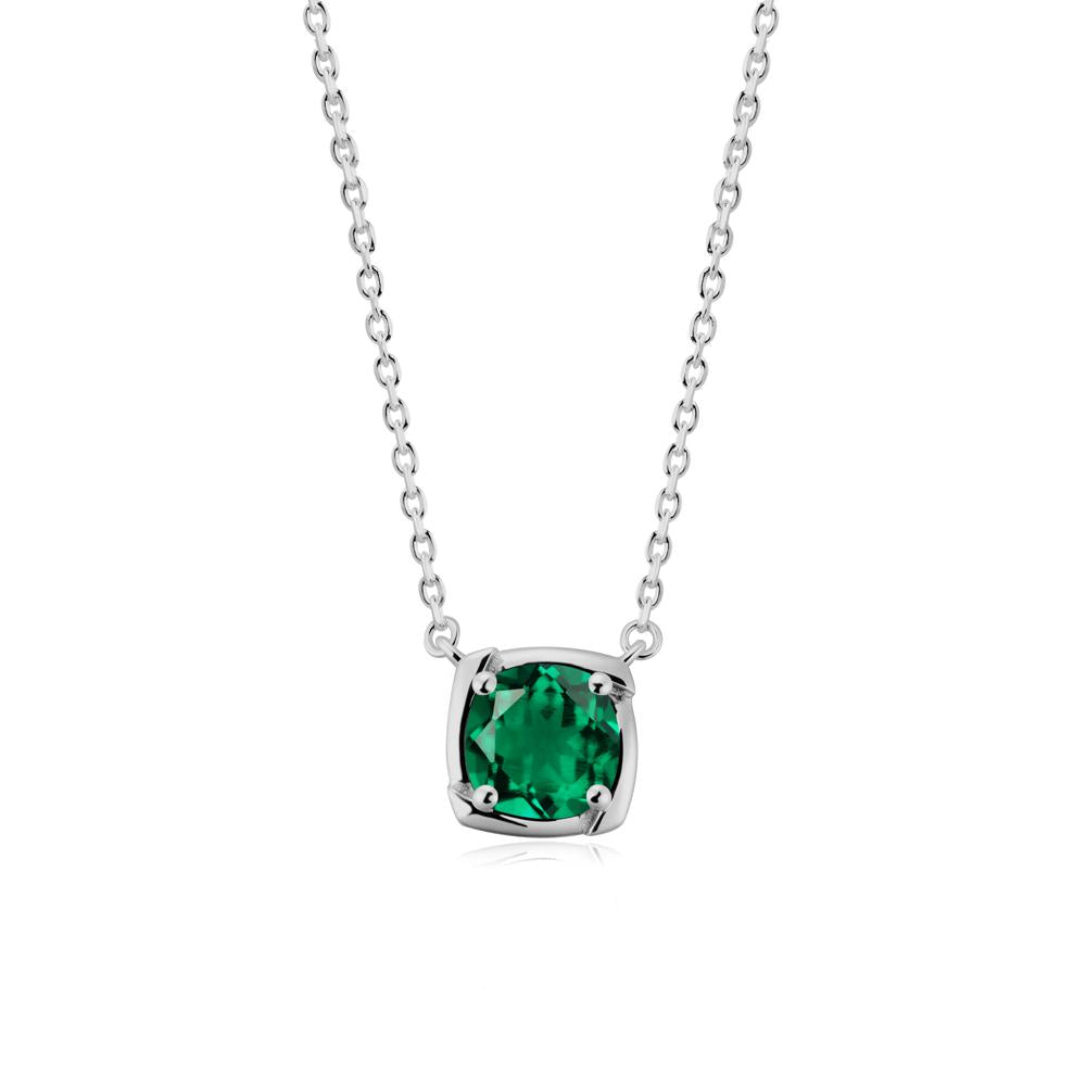 Unique Emerald Solitaire Pendant Necklace - LUO Jewelry #metal_platinum