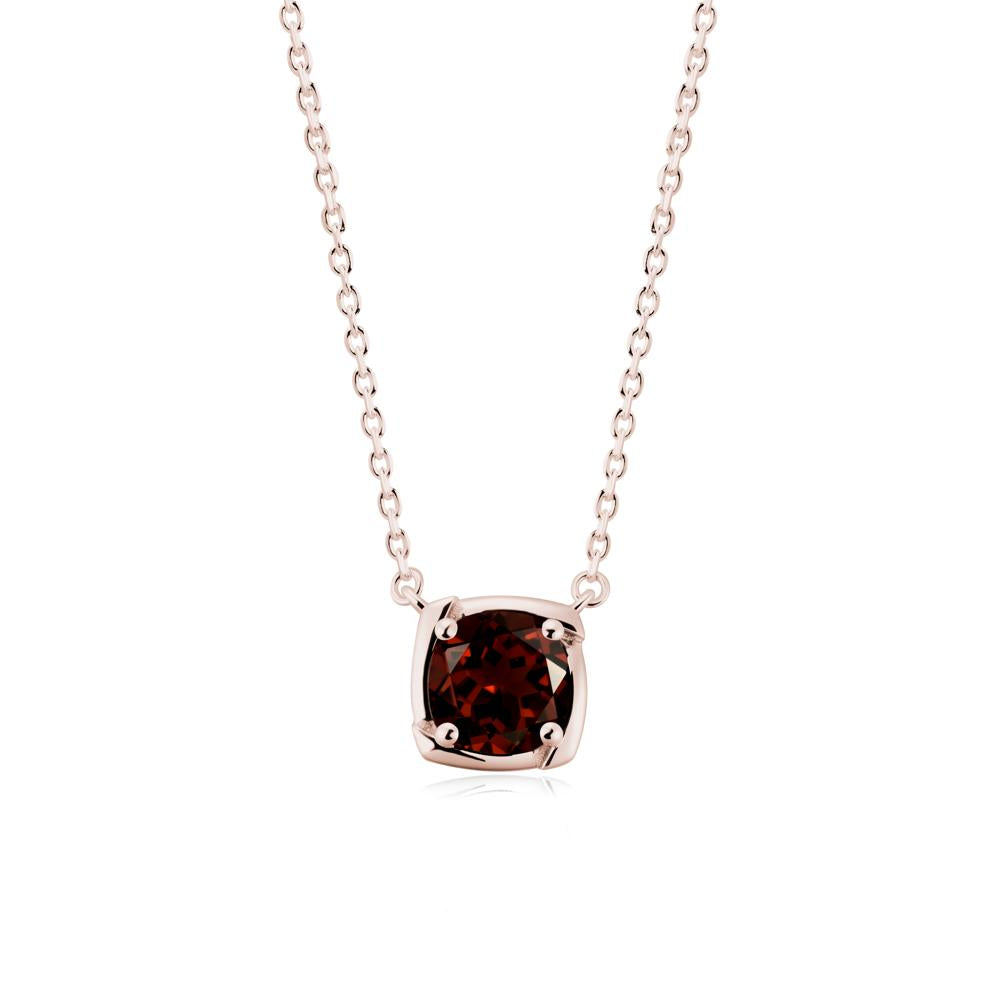 Unique Garnet Solitaire Pendant Necklace - LUO Jewelry #metal_14k rose gold