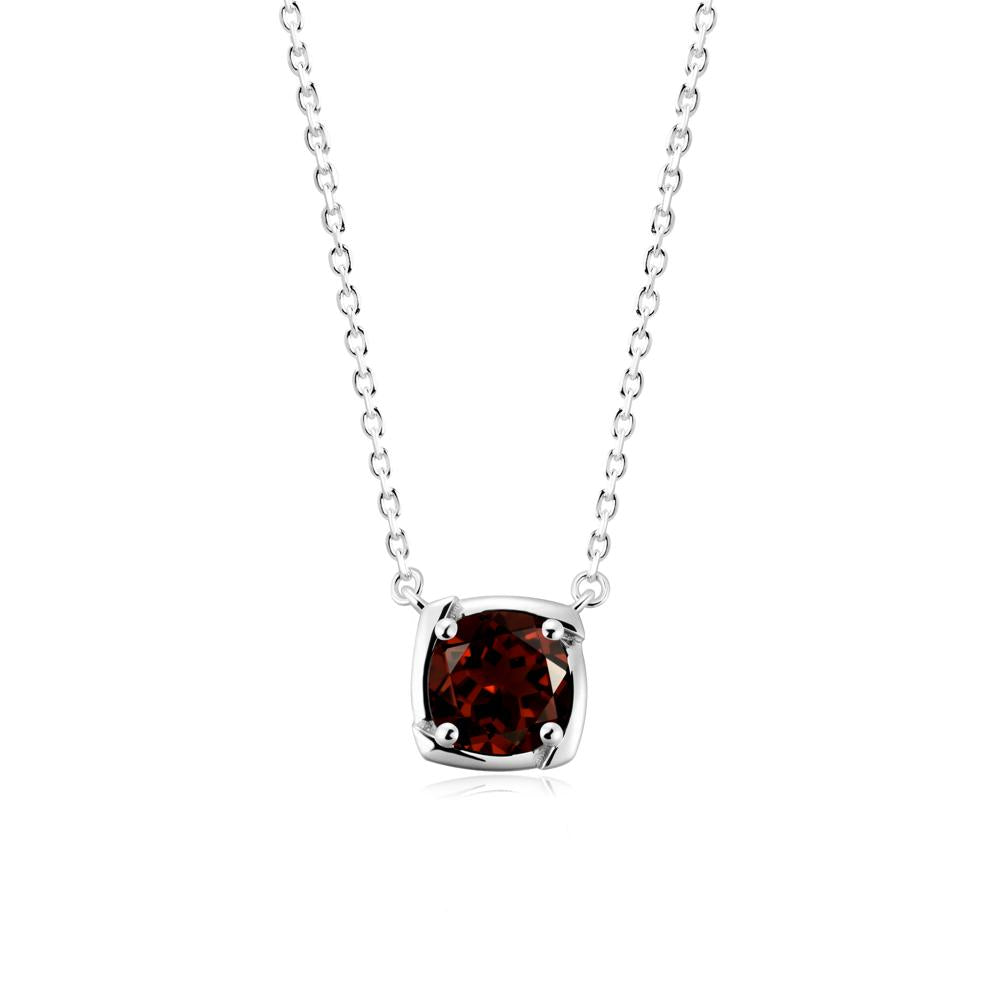 Unique Garnet Solitaire Pendant Necklace - LUO Jewelry #metal_14k white gold