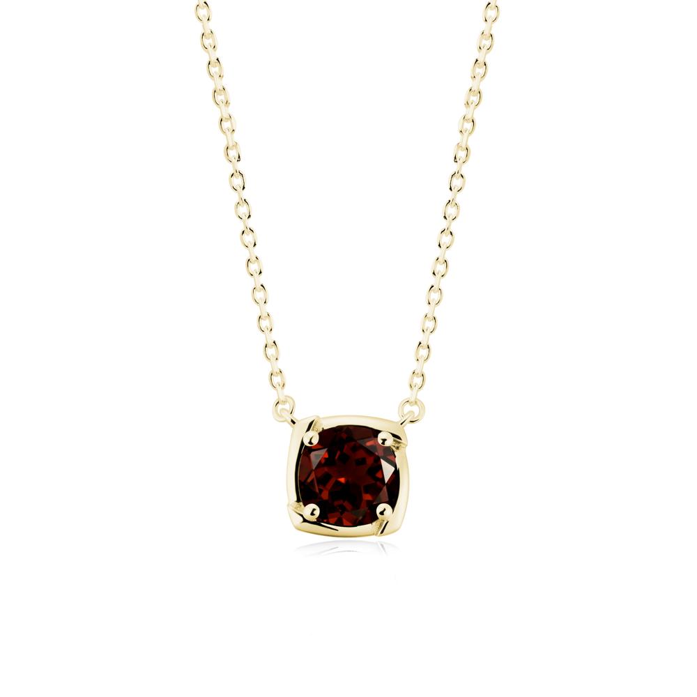 Unique Garnet Solitaire Pendant Necklace - LUO Jewelry #metal_18k yellow gold