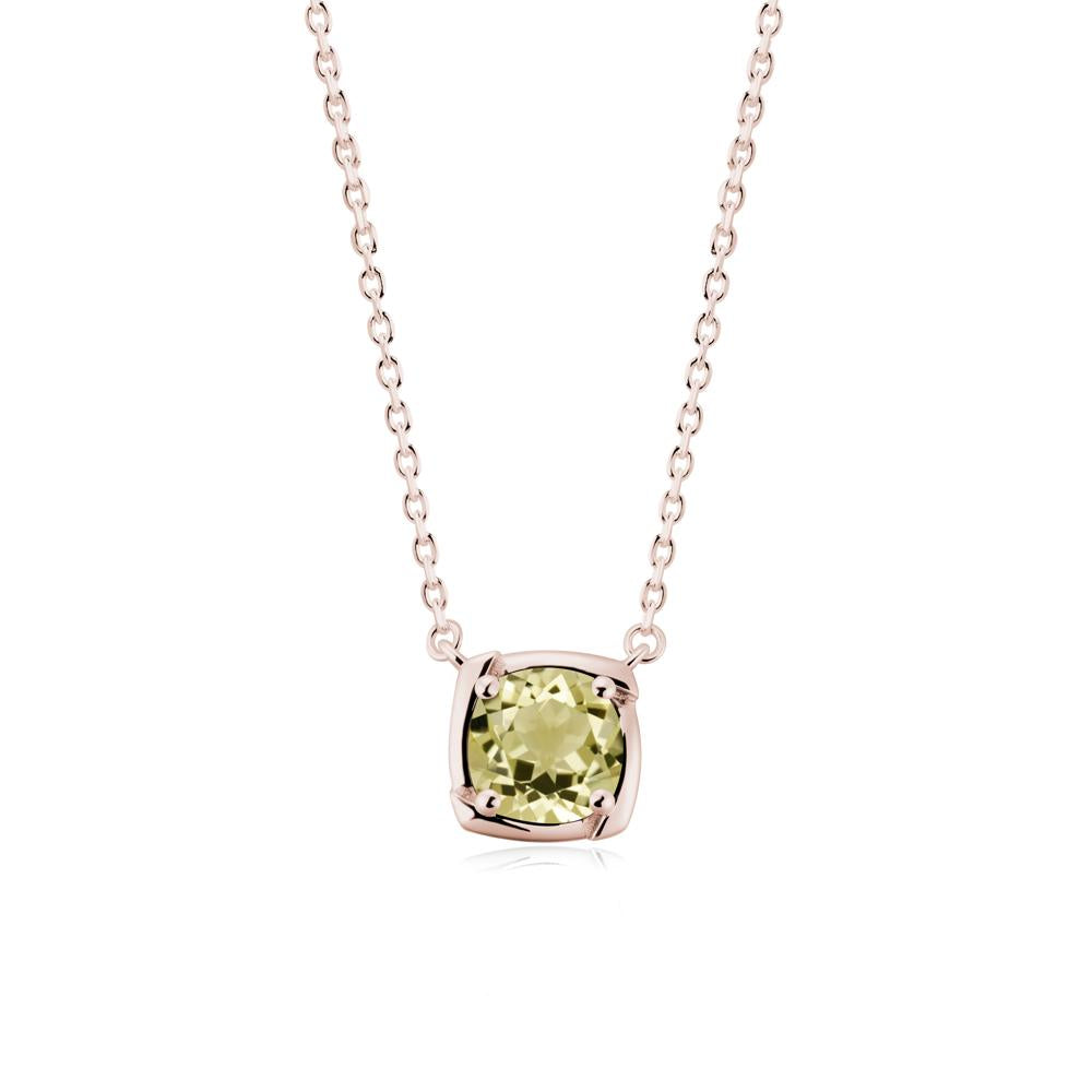 Square-Frame Round Lemon Quartz Necklace - LUO Jewelry #metal_14k rose gold