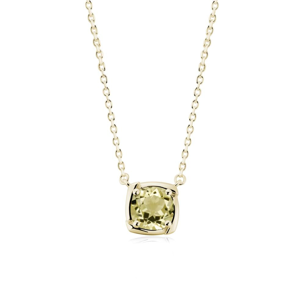 Square-Frame Round Lemon Quartz Necklace - LUO Jewelry #metal_14k yellow gold