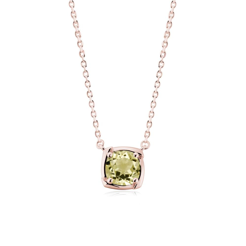 Square-Frame Round Lemon Quartz Necklace - LUO Jewelry #metal_18k rose gold