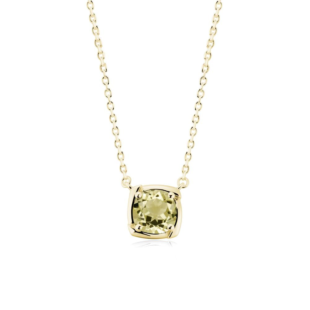 Square-Frame Round Lemon Quartz Necklace - LUO Jewelry #metal_18k yellow gold