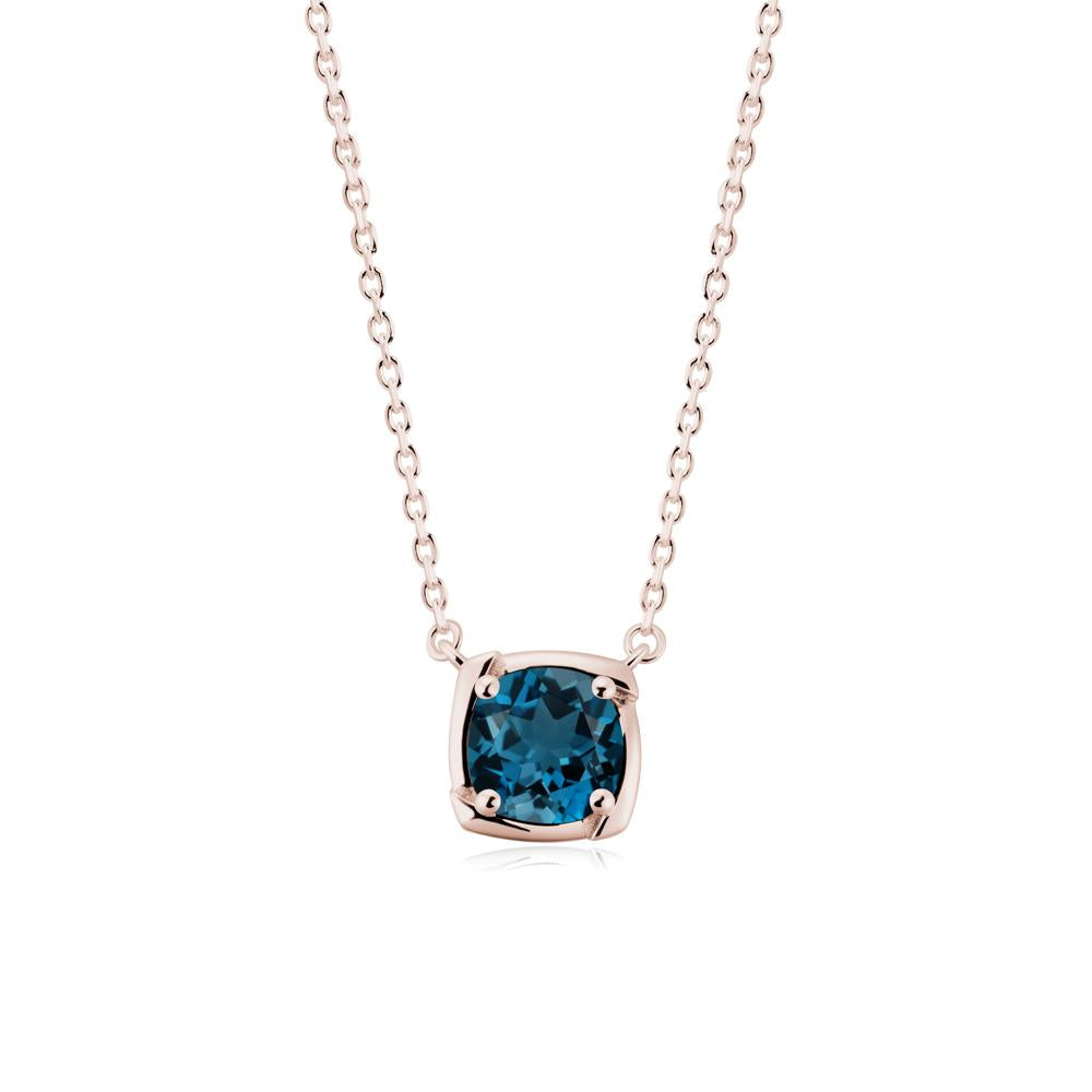 Unique London Blue Topaz Solitaire Pendant Necklace - LUO Jewelry #metal_14k rose gold