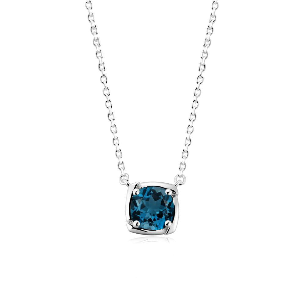 Unique London Blue Topaz Solitaire Pendant Necklace - LUO Jewelry #metal_14k white gold