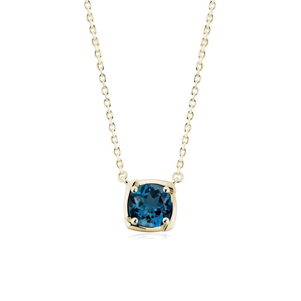 Unique London Blue Topaz Solitaire Pendant Necklace - LUO Jewelry #metal_14k yellow gold
