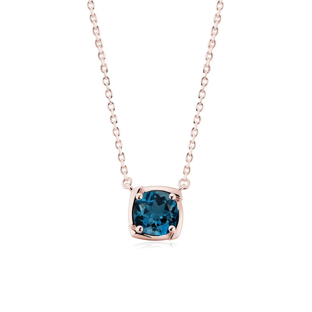 Unique London Blue Topaz Solitaire Pendant Necklace - LUO Jewelry #metal_18k rose gold