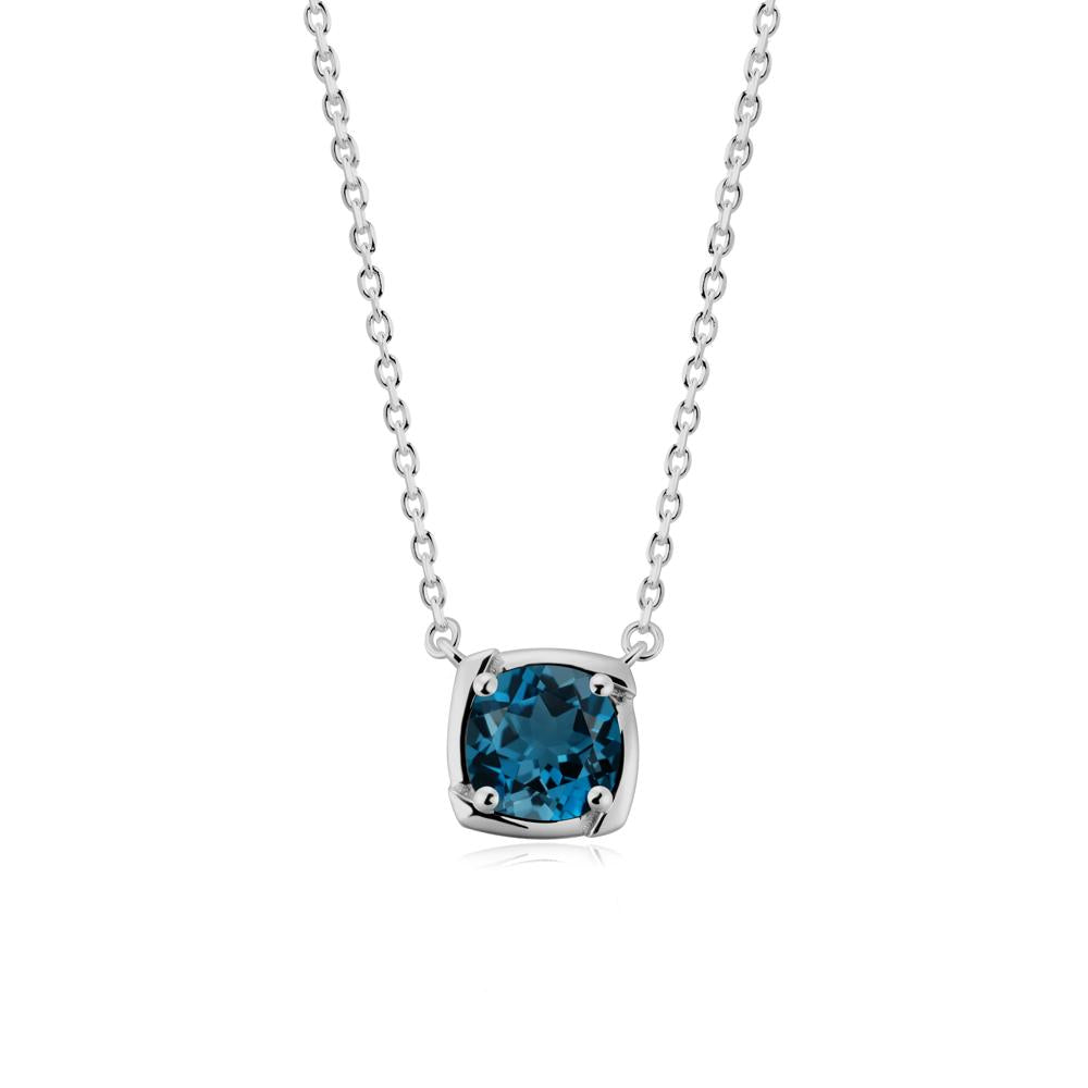 Unique London Blue Topaz Solitaire Pendant Necklace - LUO Jewelry #metal_platinum