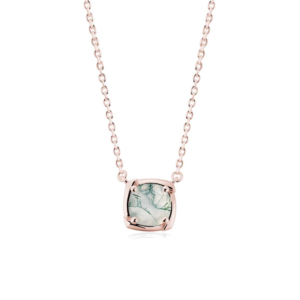 Square-Frame Round Moss Agate Necklace - LUO Jewelry #metal_18k rose gold