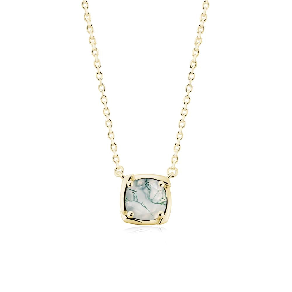 Square-Frame Round Moss Agate Necklace - LUO Jewelry #metal_18k yellow gold