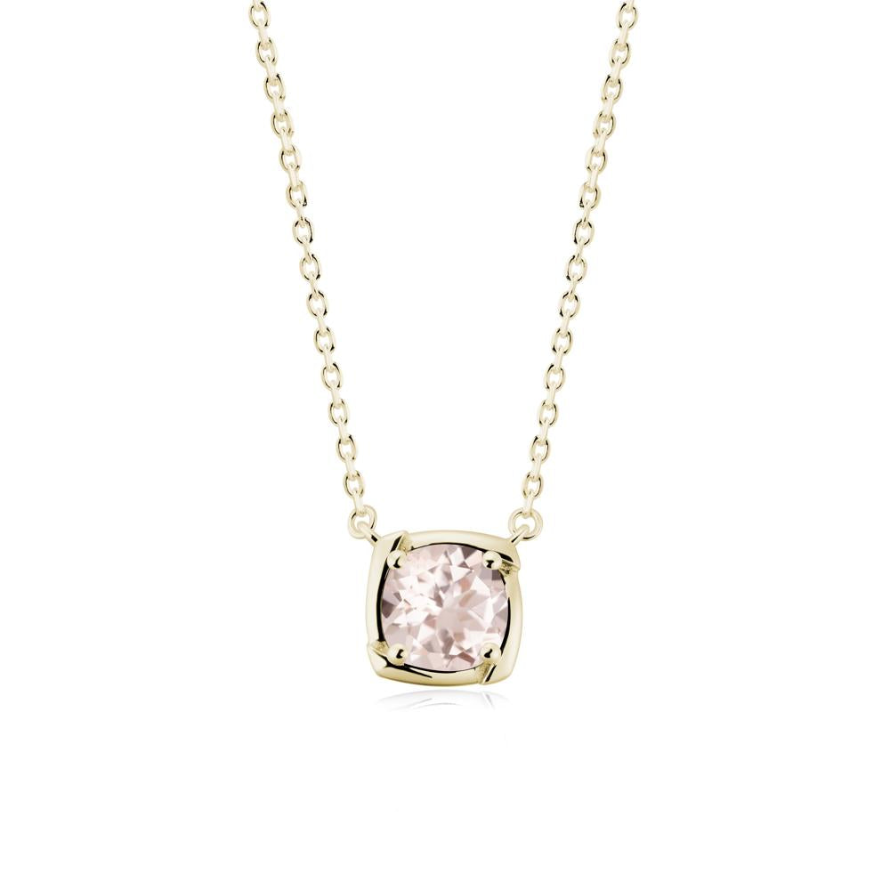 Square-Frame Round Morganite Necklace - LUO Jewelry #metal_14k yellow gold