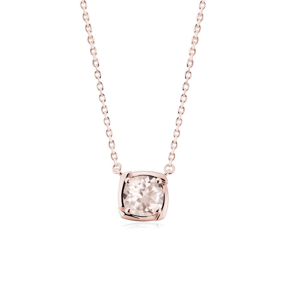 Square-Frame Round Morganite Necklace - LUO Jewelry #metal_18k rose gold