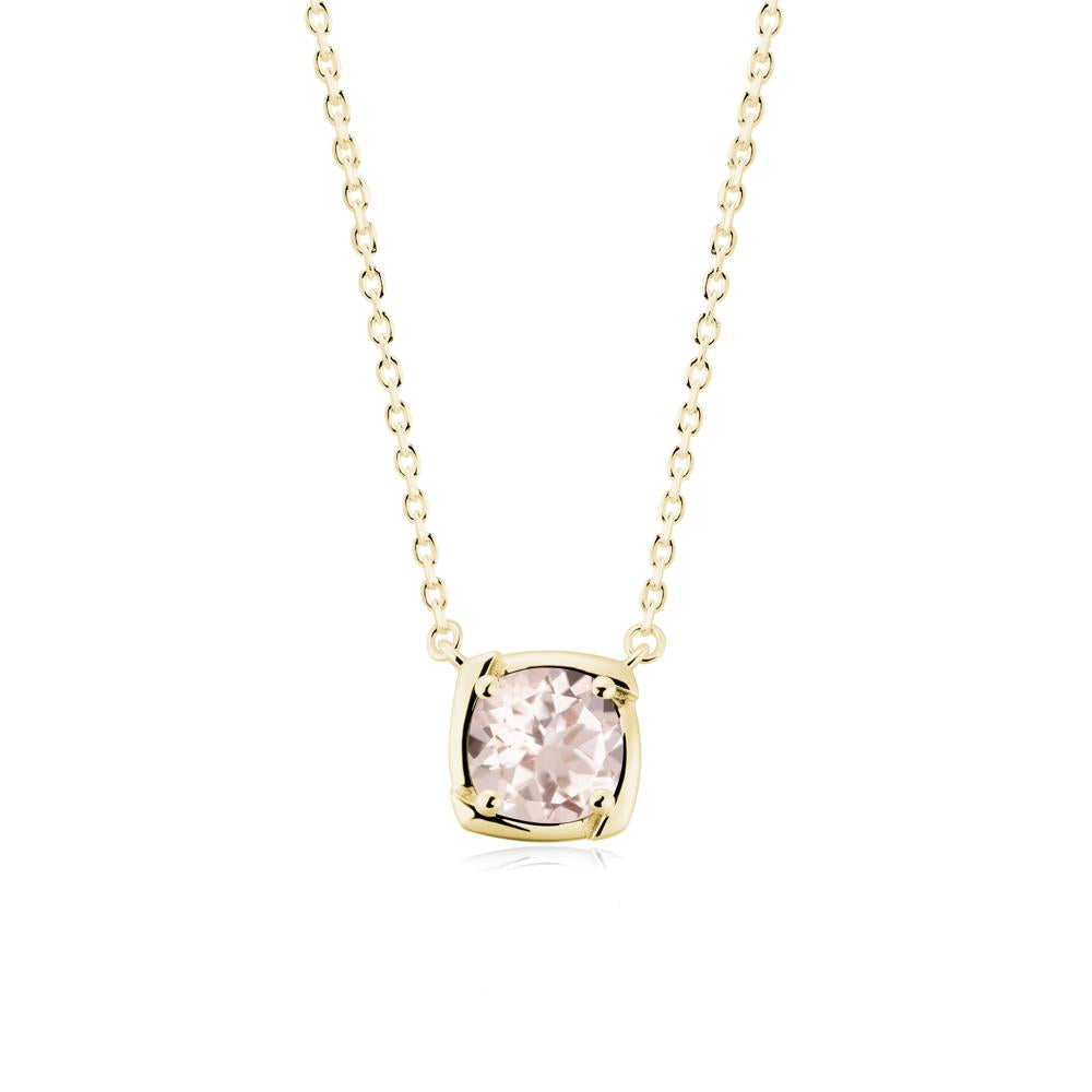 Square-Frame Round Morganite Necklace - LUO Jewelry #metal_18k yellow gold
