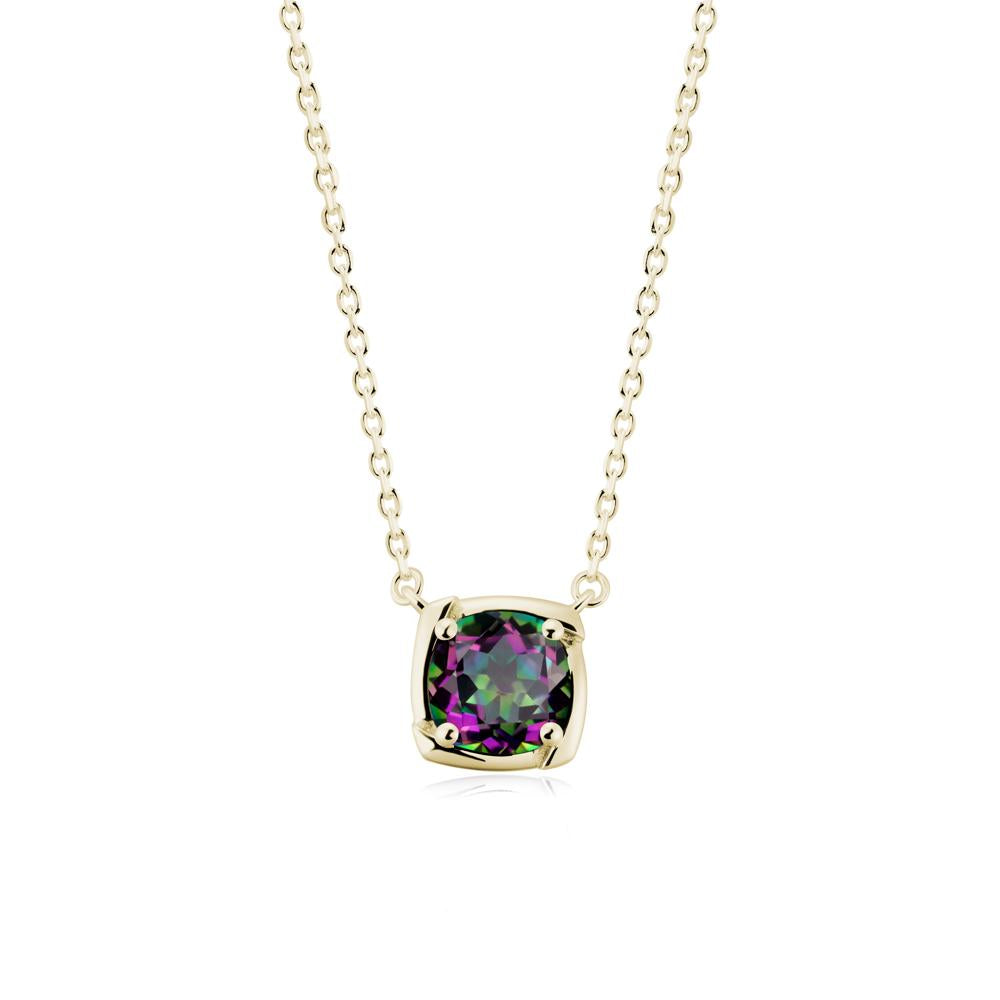 Square-Frame Round Mystic Topaz Necklace - LUO Jewelry #metal_14k yellow gold