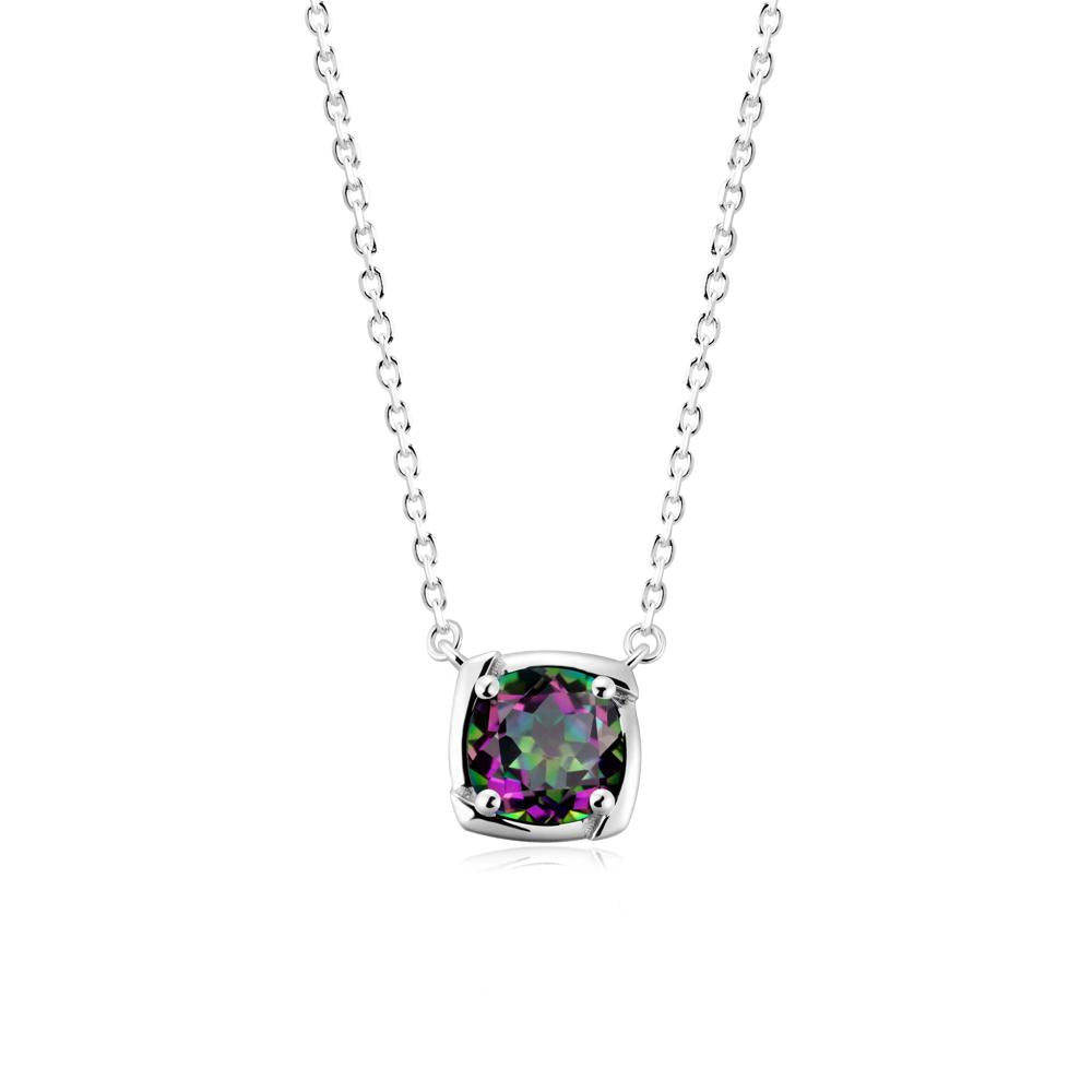 Square-Frame Round Mystic Topaz Necklace - LUO Jewelry #metal_sterling silver