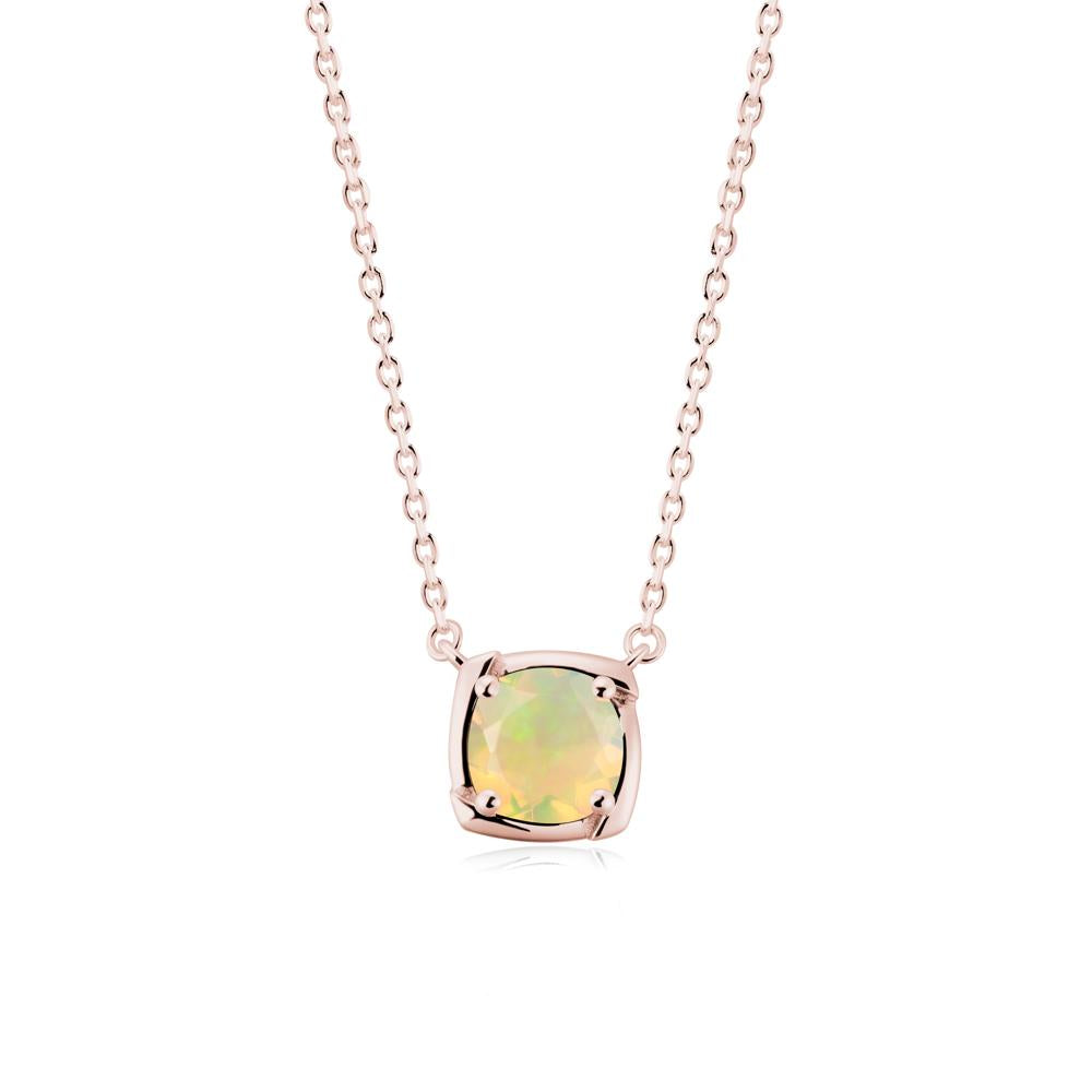 Square-Frame Round Opal Necklace - LUO Jewelry #metal_18k rose gold
