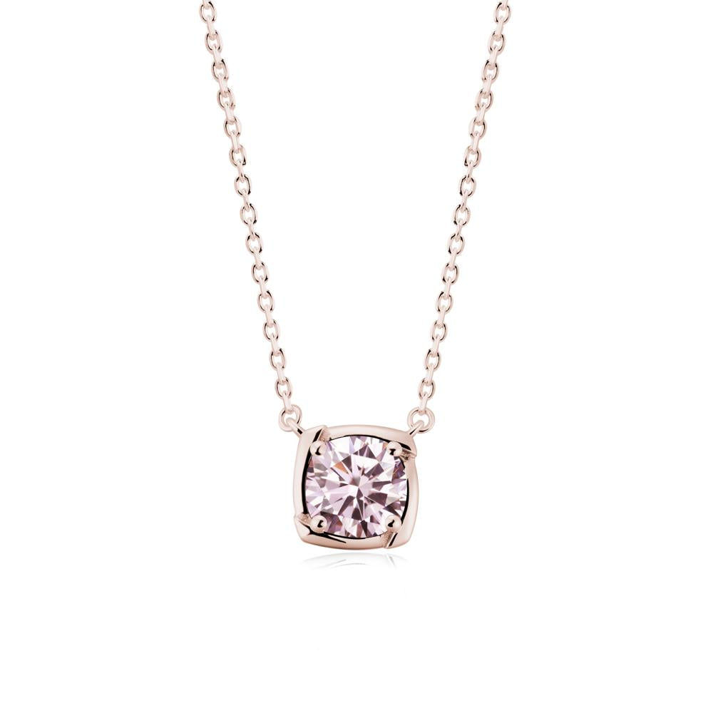 Unique Pink Cubic Zirconia Solitaire Pendant Necklace - LUO Jewelry #metal_14k rose gold