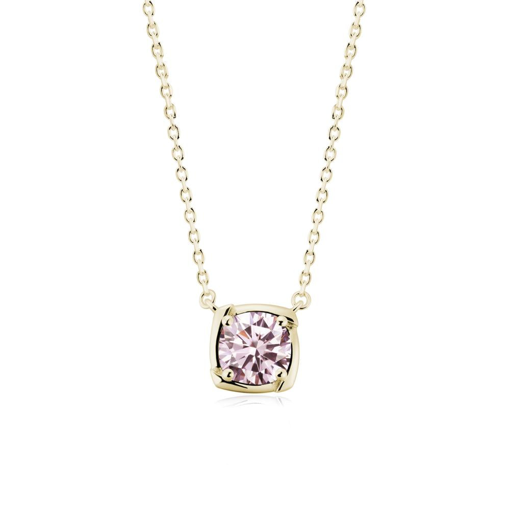 Unique Pink Cubic Zirconia Solitaire Pendant Necklace - LUO Jewelry #metal_14k yellow gold
