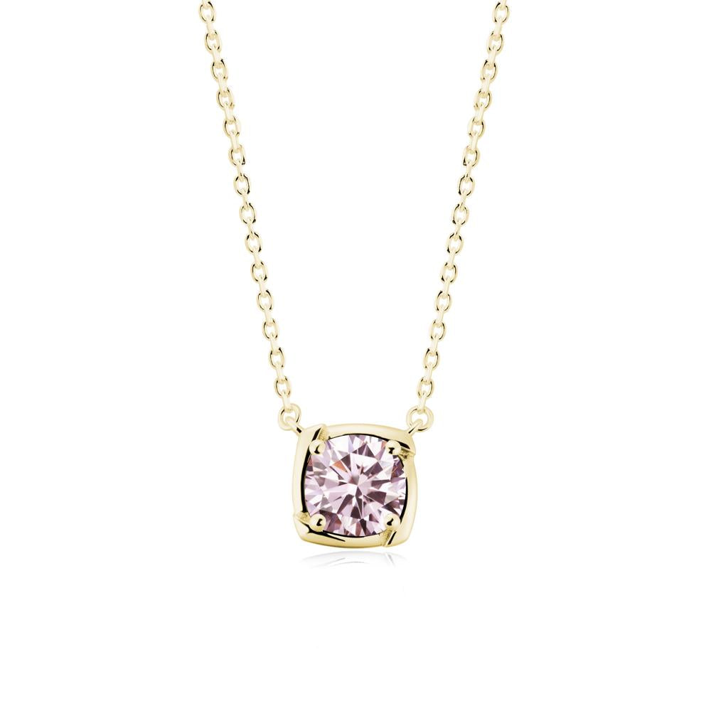 Unique Pink Cubic Zirconia Solitaire Pendant Necklace - LUO Jewelry #metal_18k yellow gold