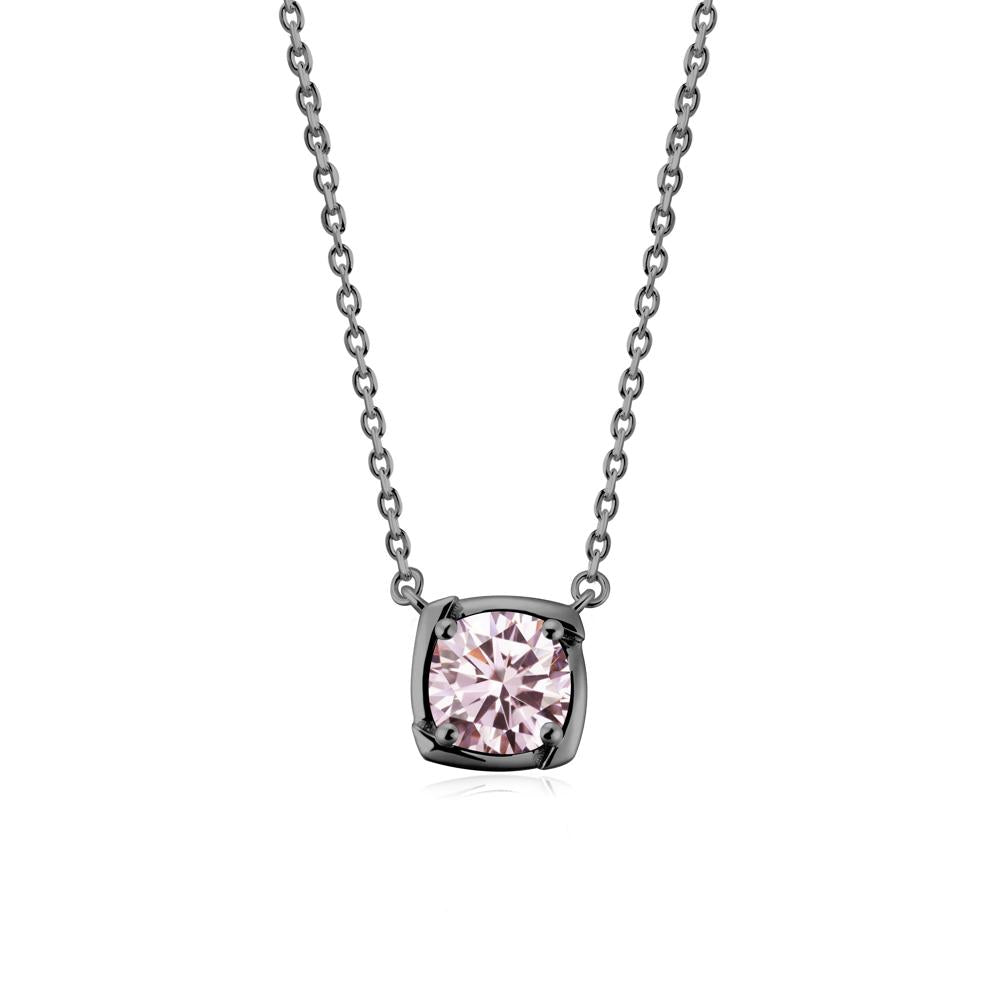 Unique Pink Cubic Zirconia Solitaire Pendant Necklace - LUO Jewelry #metal_black finish sterling silver