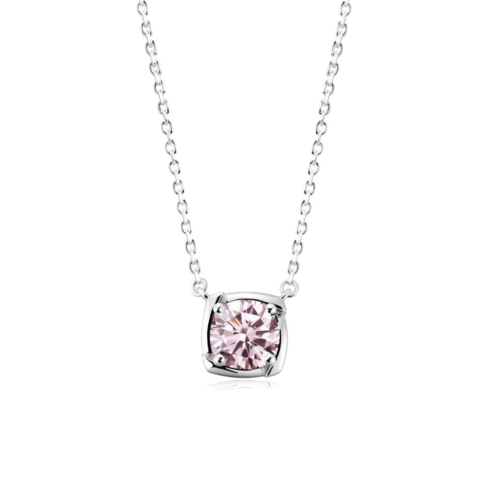 Unique Pink Cubic Zirconia Solitaire Pendant Necklace - LUO Jewelry #metal_sterling silver
